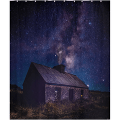 Shower Curtain - Starry Night over Abandoned Cottage, County Clare - Moods of Ireland