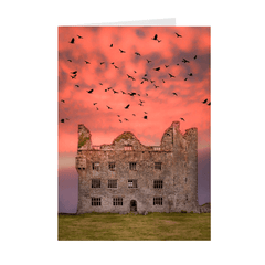 Folded Note Cards - Birds over Leamaneh Castle, County Clare - James A. Truett - Moods of Ireland - Irish Art