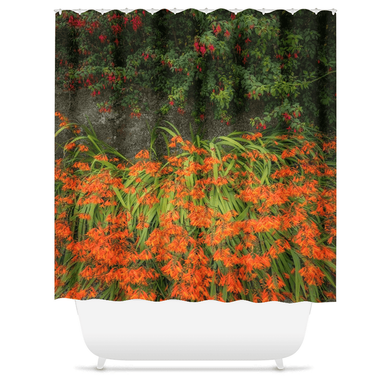 Shower Curtain - Irish Montbretia and Fuchsias, County Clare - James A. Truett - Moods of Ireland - Irish Art