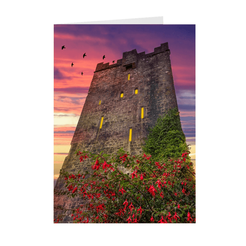 Folded Note Cards - Fuchsia Sunset at Dysert O'Dea Castle - James A. Truett - Moods of Ireland - Irish Art