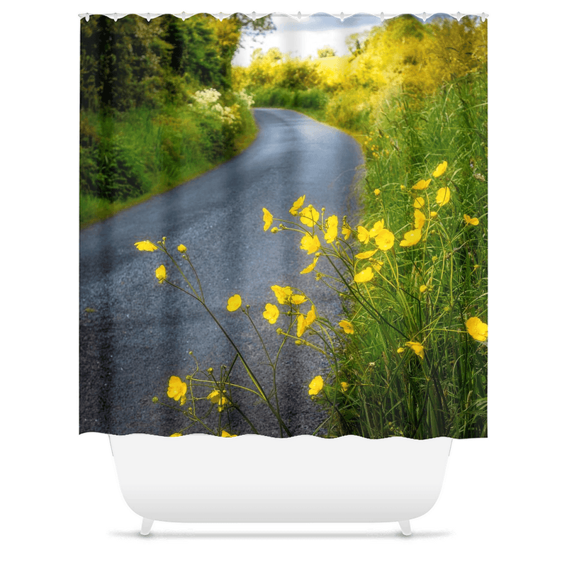 Shower Curtain - Buttercups on the Road to Lavalla, County Clare - James A. Truett - Moods of Ireland - Irish Art