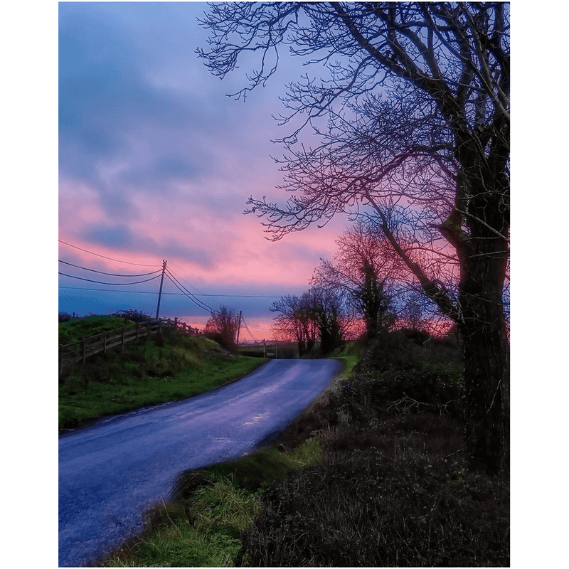 Print - Soothing Pink Sunrise over County Clare Country Road - James A. Truett - Moods of Ireland - Irish Art