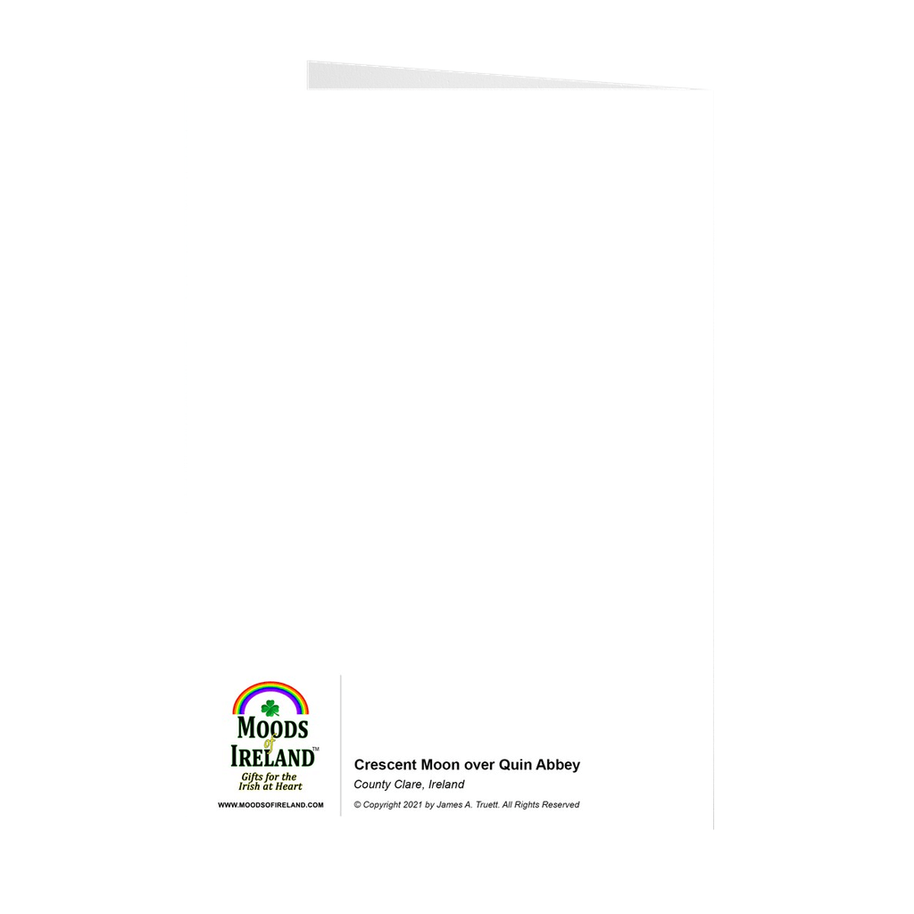 Folded Note Cards - Crescent Moon over Quin Abbey, County Clare - James A. Truett - Moods of Ireland - Irish Art