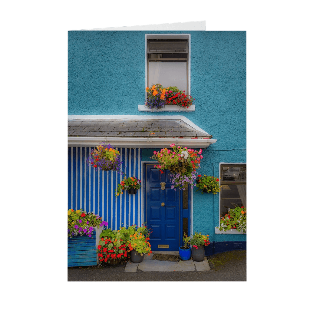 Folded Note Cards - Blue House and Flowers, Sixmilebridge, County Clare - James A. Truett - Moods of Ireland - Irish Art