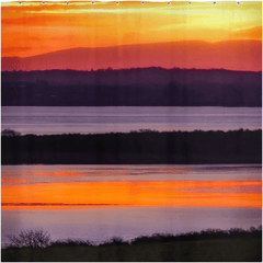 Shower Curtain - Firey Shannon Estuary Sunrise, County Clare, Ireland - James A. Truett - Moods of Ireland - Irish Art