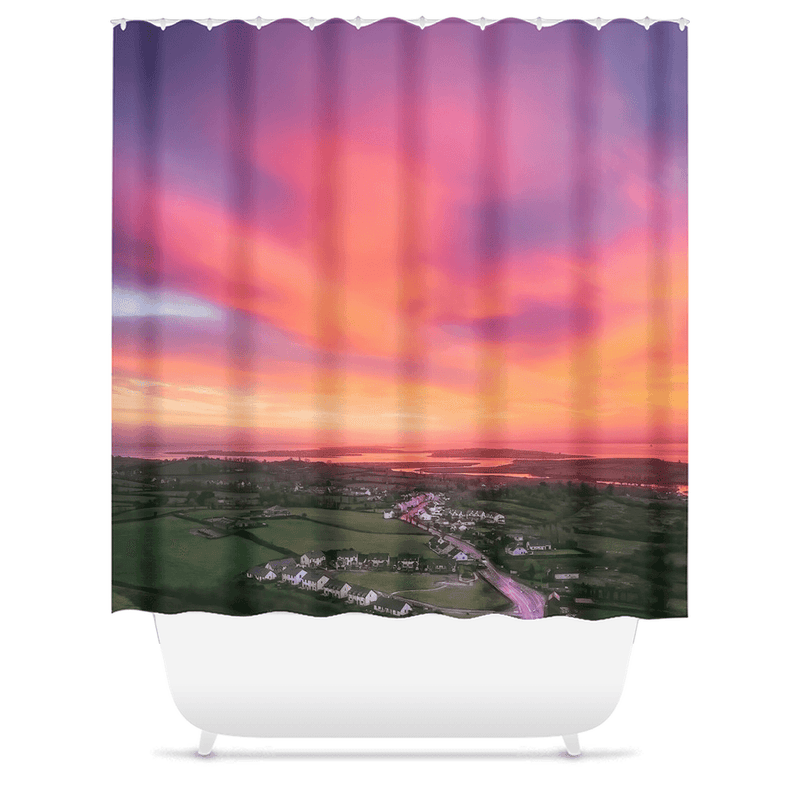 Shower Curtain - Pink Winter Sunrise over Kildysart, County Clare - James A. Truett - Moods of Ireland - Irish Art