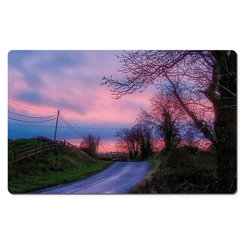 Desk Mat - Soothing Pink Sunrise over County Clare Country Road - James A. Truett - Moods of Ireland - Irish Art