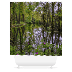 Shower Curtain - Streamstown River Reflections, County Galway - James A. Truett - Moods of Ireland - Irish Art