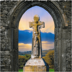 Shower Curtain - 12th Century St. Tola's Cross, County Clare - James A. Truett - Moods of Ireland - Irish Art