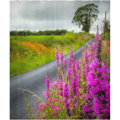 Shower Curtain - Wildflower-lined Irish Country Road, County Clare - James A. Truett - Moods of Ireland - Irish Art