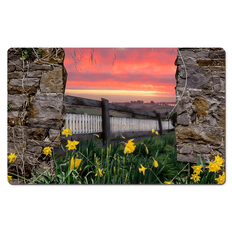 Desk Mat - Daffodil Sunrise in the Irish Countryside - James A. Truett - Moods of Ireland - Irish Art