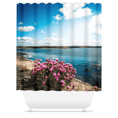 Shower Curtain - Sea Pinks along Ireland's Shannon Estuary - James A. Truett - Moods of Ireland - Irish Art