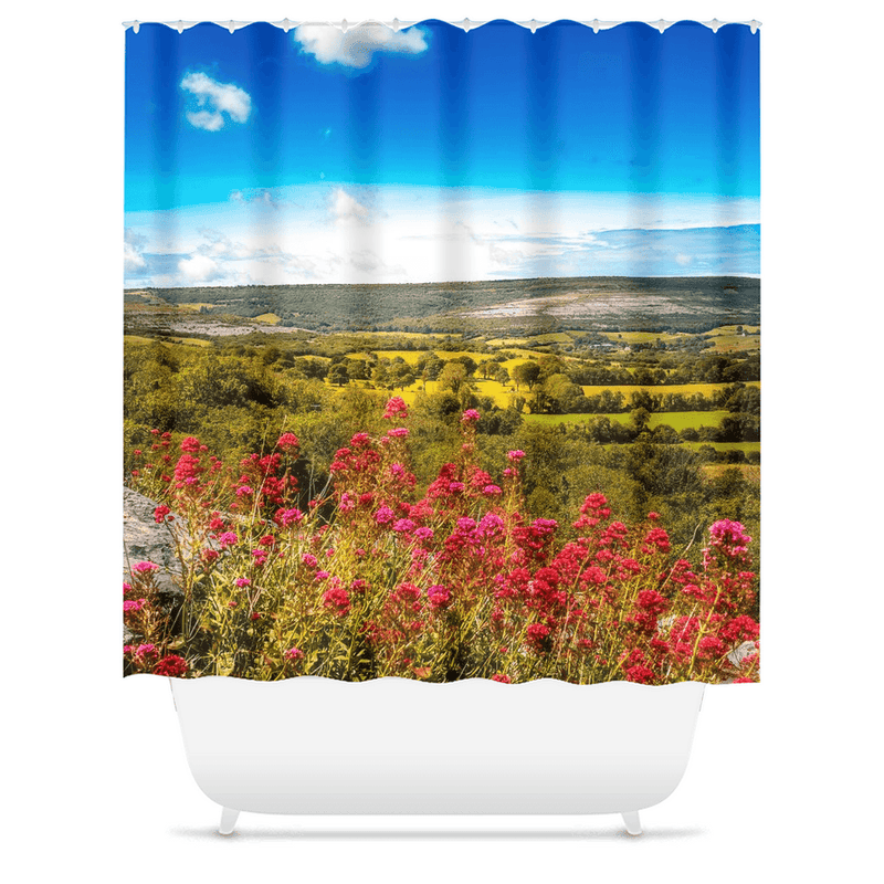 Shower Curtain - Summer Burren Vista from Aillwee Cave, County Clare - James A. Truett - Moods of Ireland - Irish Art