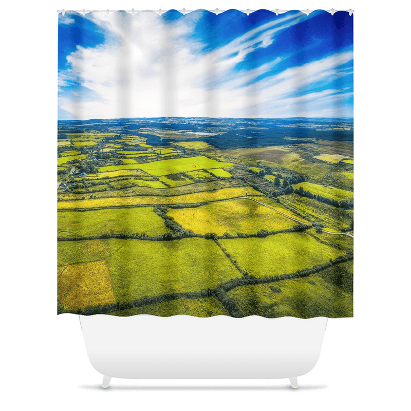 Shower Curtain - Patchwork Quilt of Green, County Clare - Moods of Ireland