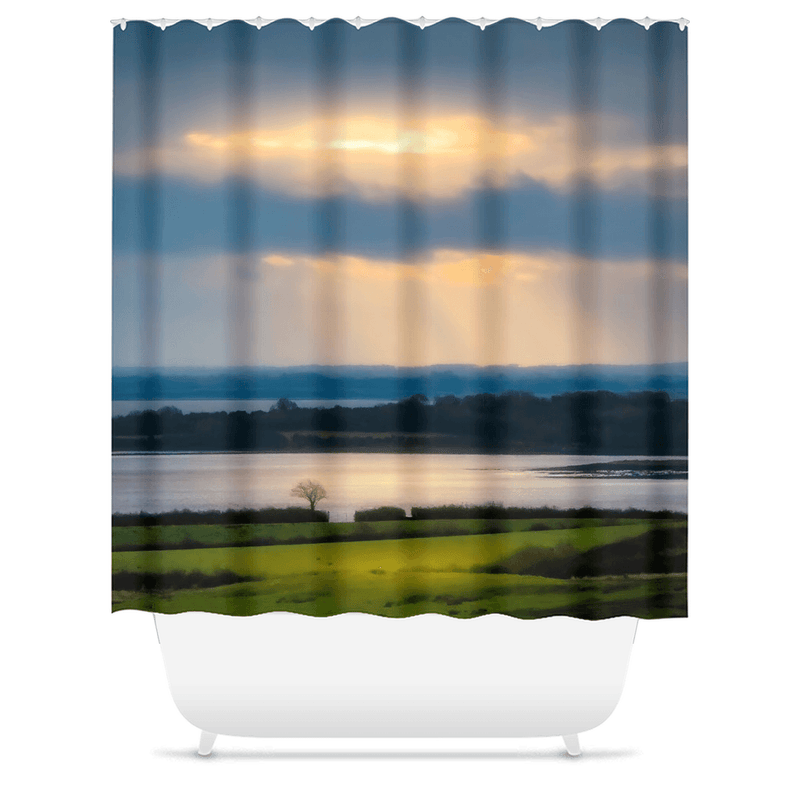 Shower Curtain - Morning Sun Rays over Shannon Estuary, County Clare - James A. Truett - Moods of Ireland - Irish Art