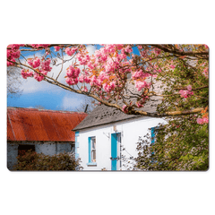 Desk Mat - Cherry Blossoms and Irish Cottage, County Clare - James A. Truett - Moods of Ireland - Irish Art