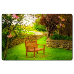 Desk Mat - Bench under Cherry Blossoms, Quin, County Clare - James A. Truett - Moods of Ireland - Irish Art