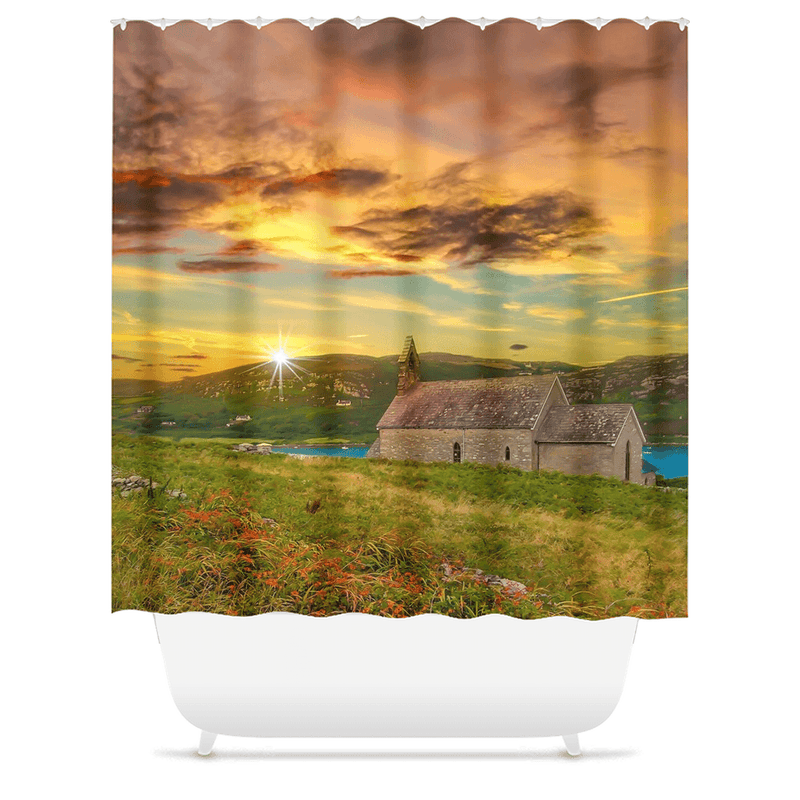 Shower Curtain - Church of St. Brendan the Navigator at Sunset, Crookhaven, County Cork - James A. Truett - Moods of Ireland - Irish Art