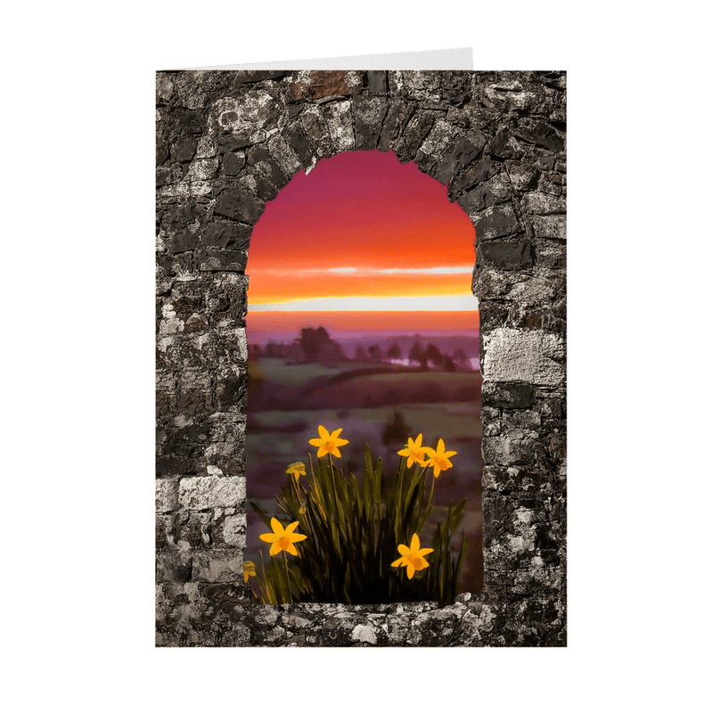 Folded Note Cards - Spring Daffodils and County Clare Sunrise - James A. Truett - Moods of Ireland - Irish Art