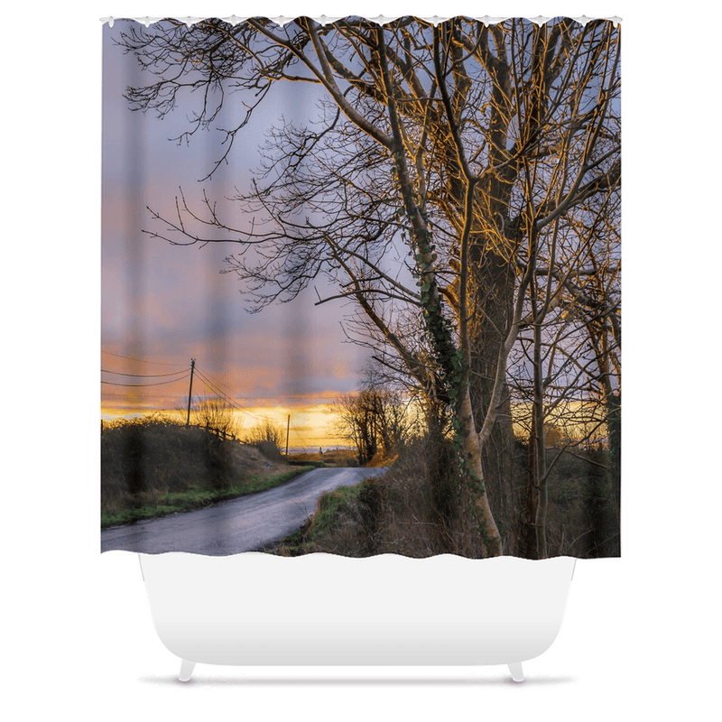 Shower Curtain - Morning Sun on Irish County Road, County Clare - James A. Truett - Moods of Ireland - Irish Art