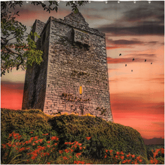 Shower Curtain - Ballinalacken Castle at Sunset, County Clare - James A. Truett - Moods of Ireland - Irish Art