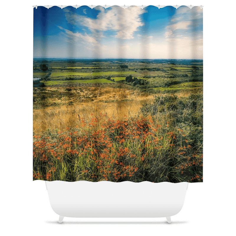 Shower Curtain - Irish Countryside Vista from the Hills of Frure, County Clare - Moods of Ireland