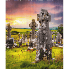 Shower Curtain - Celtic Crosses in Tulla Graveyard, County Clare - James A. Truett - Moods of Ireland - Irish Art