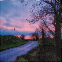 Shower Curtain - Soothing Pink Sunrise over County Clare Country Road - James A. Truett - Moods of Ireland - Irish Art