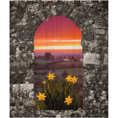 Shower Curtain - Spring Daffodils and County Clare Sunrise - James A. Truett - Moods of Ireland - Irish Art