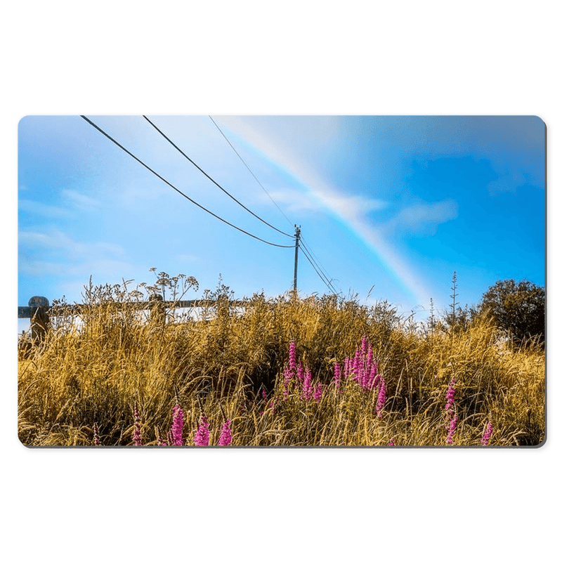 Desk Mat - County Clare Rainbow over Roadside Wildflowers - Moods of Ireland