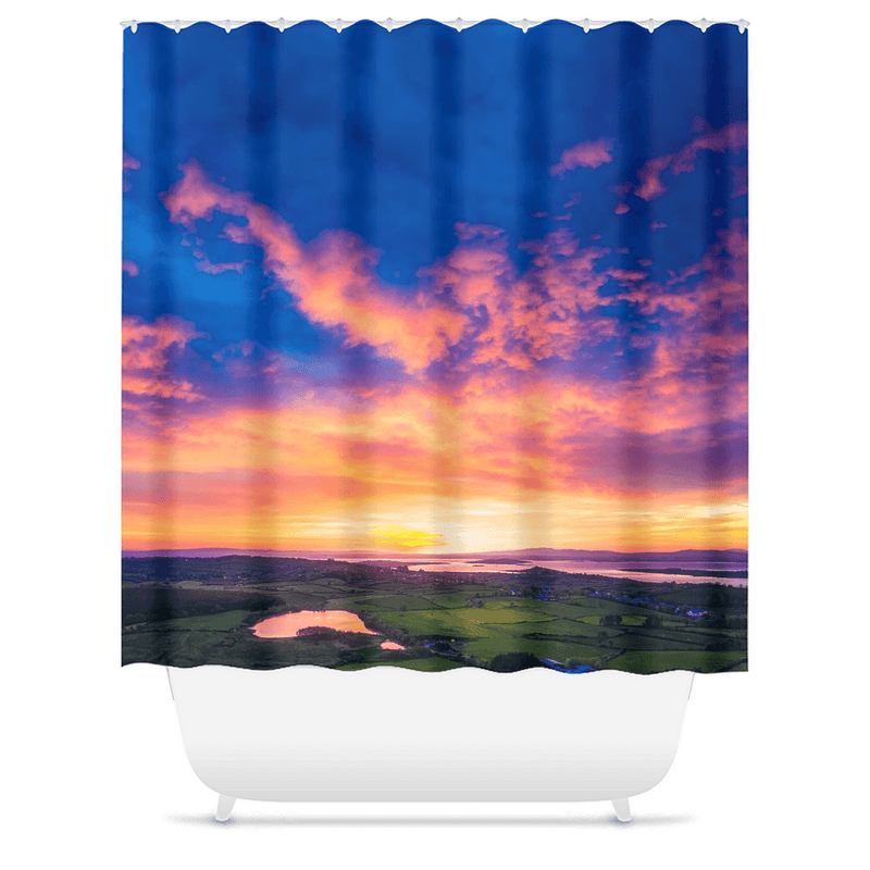 Shower Curtain - Sunrise over Ballylean Lake and the Shannon Estuary, County Clare - James A. Truett - Moods of Ireland - Irish Art