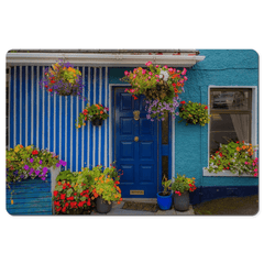 Desk Mat - Blue House and Flowers, Sixmilebridge, County Clare - James A. Truett - Moods of Ireland - Irish Art