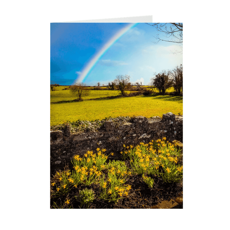 Folded Note Cards - Spring Rainbow and Daffodils, Kildysart, County Clare - James A. Truett - Moods of Ireland - Irish Art