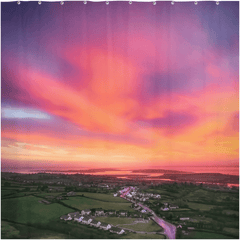 Shower Curtain - Pink Winter Sunrise over Kildysart, County Clare - James A. Truett - Moods of Ireland - Irish Art