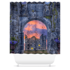 Shower Curtain - Leamaneh Castle and Entrance Gate Reunited, County Clare - James A. Truett - Moods of Ireland - Irish Art