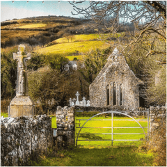 Shower Curtain - 12th Century High Cross and Church Ruins in Ireland's County Clare - James A. Truett - Moods of Ireland - Irish Art