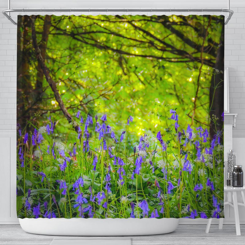 Shower Curtain - Clondegad Bluebells in County Clare, Ireland Shower Curtain Moods of Ireland 