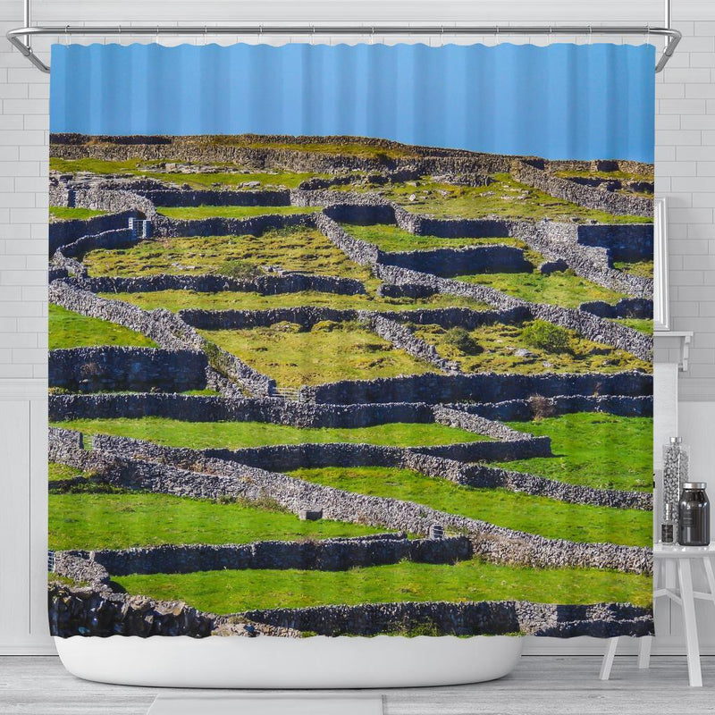 Shower Curtain - Stone Walls of Inisheer, Aran Islands, County Galway Shower Curtain Moods of Ireland 