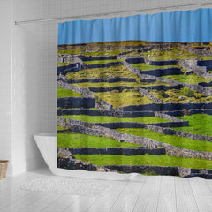 Shower Curtain - Stone Walls of Inisheer, Aran Islands, County Galway Shower Curtain Moods of Ireland 