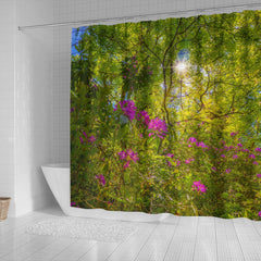 Shower Curtain - Sun Rays and Rhododendrons in Paradise, County Clare Shower Curtain Moods of Ireland 