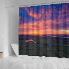 Shower Curtain - Sunrise over Ballylean Lake, County Clare, Ireland Shower Curtain Moods of Ireland 