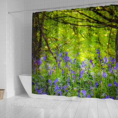 Shower Curtain - Clondegad Bluebells in County Clare, Ireland Shower Curtain Moods of Ireland 