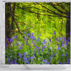 Shower Curtain - Clondegad Bluebells in County Clare, Ireland Shower Curtain Moods of Ireland 