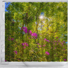 Shower Curtain - Sun Rays and Rhododendrons in Paradise, County Clare Shower Curtain Moods of Ireland 