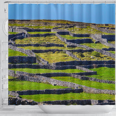 Shower Curtain - Stone Walls of Inisheer, Aran Islands, County Galway Shower Curtain Moods of Ireland 