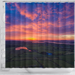 Shower Curtain - Sunrise over Ballylean Lake, County Clare, Ireland Shower Curtain Moods of Ireland 