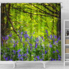 Shower Curtain - Clondegad Bluebells in County Clare, Ireland Shower Curtain Moods of Ireland 