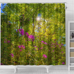 Shower Curtain - Sun Rays and Rhododendrons in Paradise, County Clare Shower Curtain Moods of Ireland 