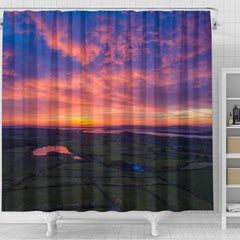 Shower Curtain - Sunrise over Ballylean Lake, County Clare, Ireland Shower Curtain Moods of Ireland 