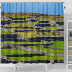 Shower Curtain - Stone Walls of Inisheer, Aran Islands, County Galway Shower Curtain Moods of Ireland 